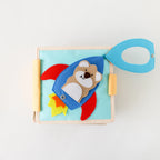 Mini Busy Book for Practical Skills and Imaginative Play with Three Dinosaur Finger Puppets