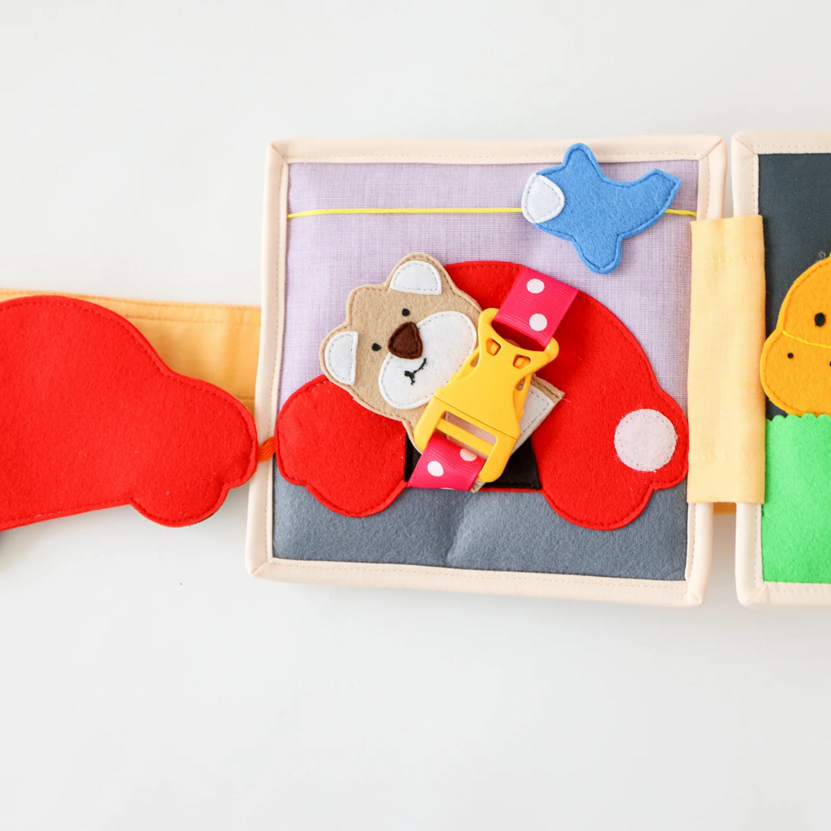 Mini Busy Book for Practical Skills and Imaginative Play with Three Dinosaur Finger Puppets