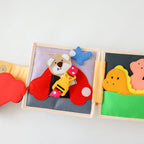 Mini Busy Book for Practical Skills and Imaginative Play with Three Dinosaur Finger Puppets