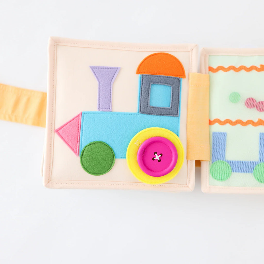 Mini Busy Book for Practical Skills and Imaginative Play with Three Dinosaur Finger Puppets