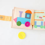 Mini Busy Book for Practical Skills and Imaginative Play with Three Dinosaur Finger Puppets