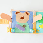 Mini Busy Book for Practical Skills and Imaginative Play with Three Dinosaur Finger Puppets