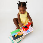 Mini Busy Book for Practical Skills and Imaginative Play with Three Dinosaur Finger Puppets