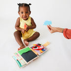 Mini Busy Book for Practical Skills and Imaginative Play with Three Dinosaur Finger Puppets
