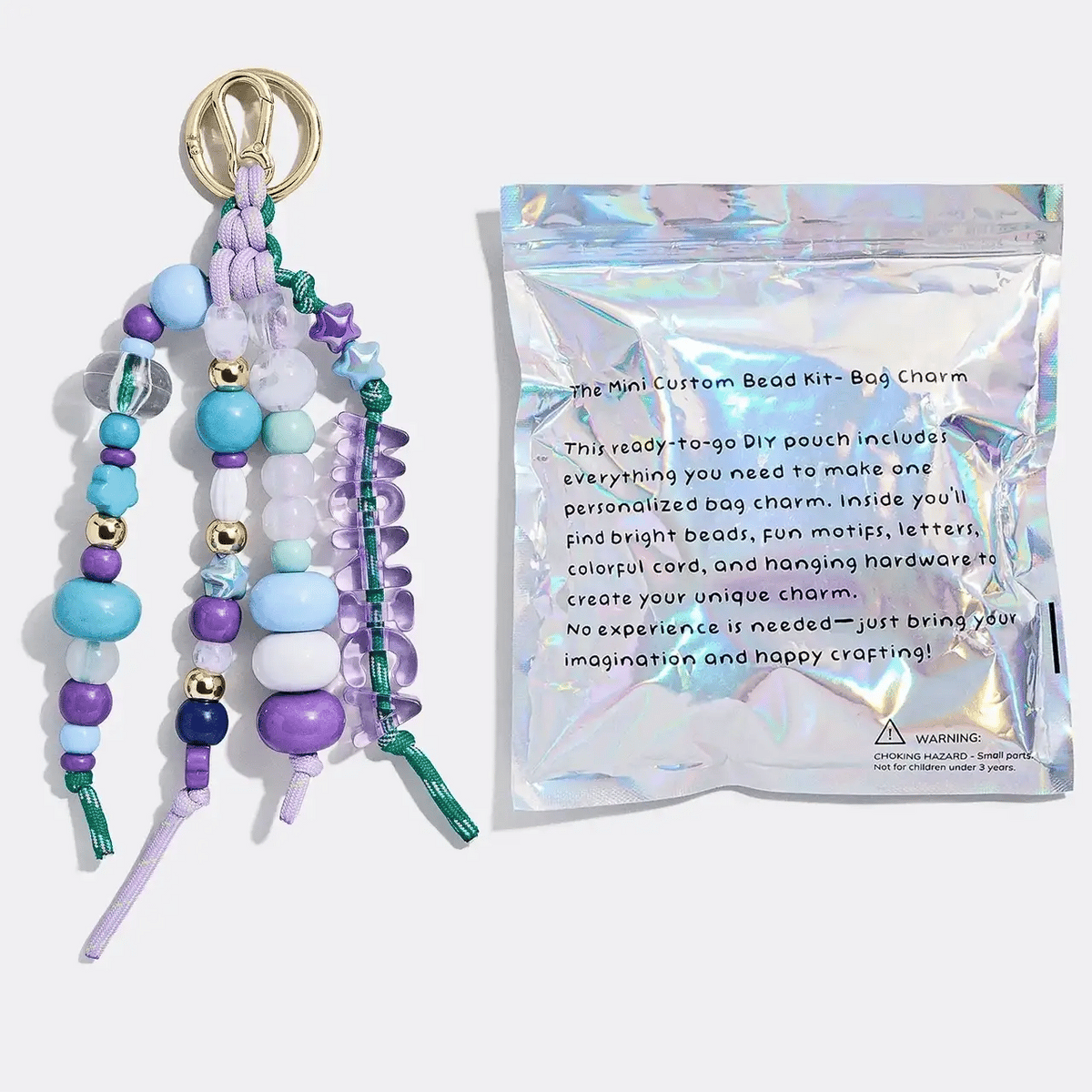 Mini Custom Bead Kit for Personalized Bag Charms with Purple Letter and Star Beads · Bead & Craft Kits