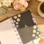 Mini Dashboard Planner for July 2026–June 2027 with a Lavender Daisy Cover and Customizable Disc Binding