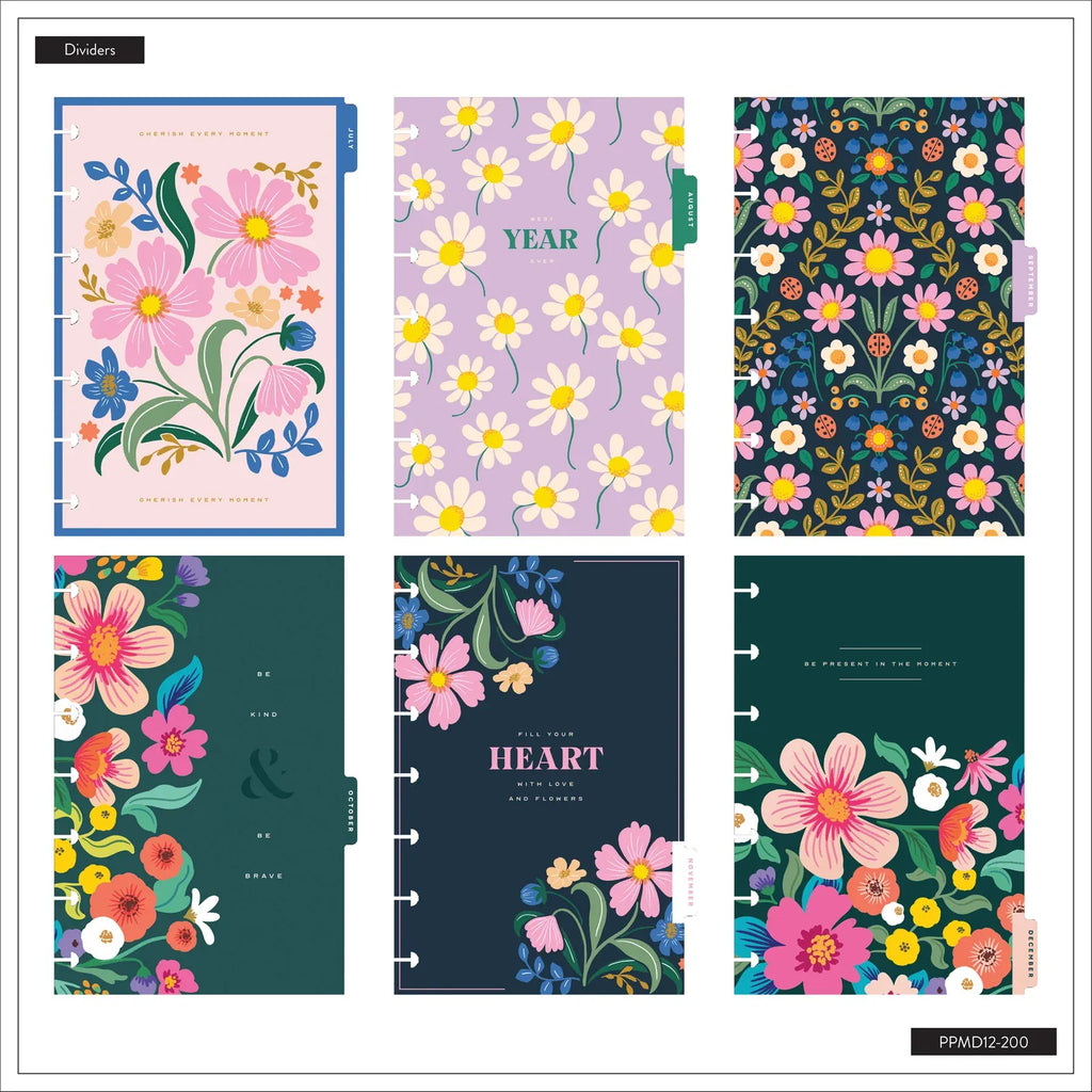 Mini Dashboard Planner for July 2026–June 2027 with a Lavender Daisy Cover and Customizable Disc Binding