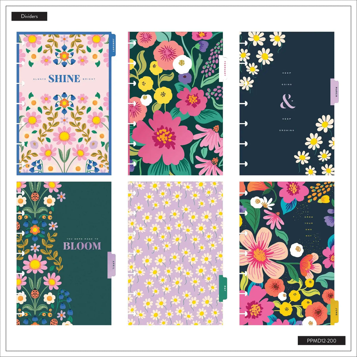 Mini Dashboard Planner for July 2026–June 2027 with a Lavender Daisy Cover and Customizable Disc Binding