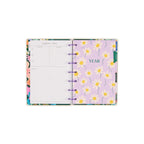 Mini Dashboard Planner for July 2026–June 2027 with a Lavender Daisy Cover and Customizable Disc Binding