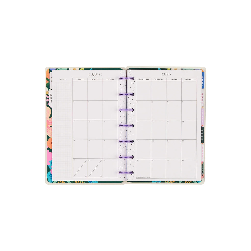 Mini Dashboard Planner for July 2026–June 2027 with a Lavender Daisy Cover and Customizable Disc Binding