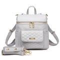 Mini Diaper Bag in Stone Grey Vegan Leather