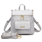 Mini Diaper Bag in Stone Grey Vegan Leather