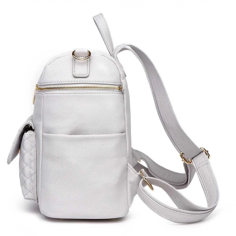 Mini Diaper Bag in Stone Grey Vegan Leather