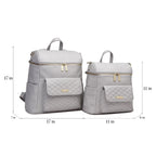 Mini Diaper Bag in Stone Grey Vegan Leather