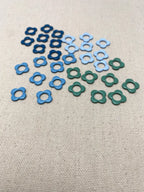 Mini Flower Knitting Stitch Markers in Metal, Cool Tones