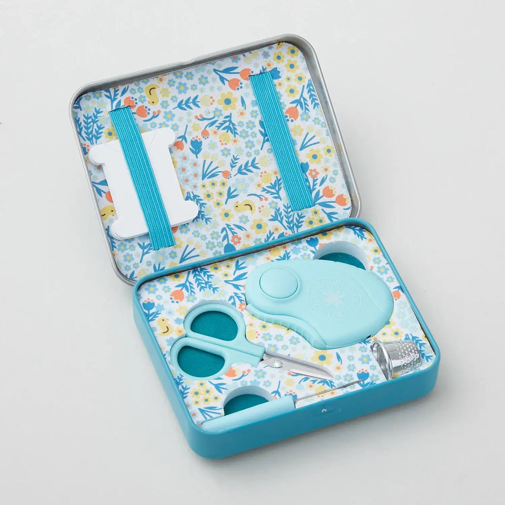 Mini Sewing Kit with Rotary Cutter, Scissors, Thimble and Seam Ripper in a Travel Tin · Sewing Tool Kit