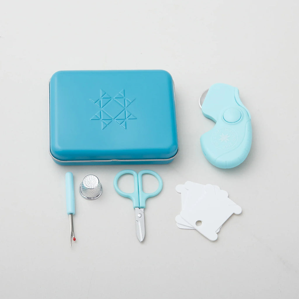 Mini Sewing Kit with Rotary Cutter, Scissors, Thimble and Seam Ripper in a Travel Tin · Sewing Tool Kit