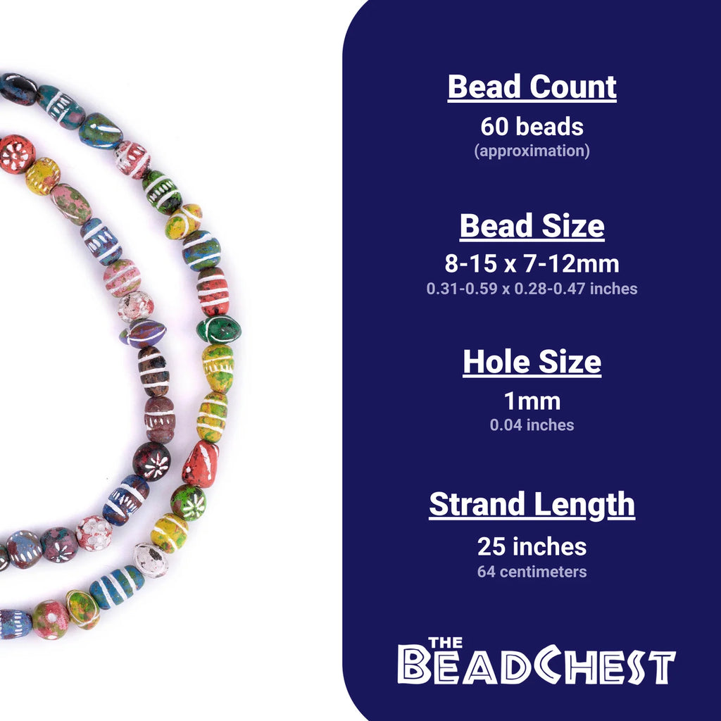 Mini Terracotta Clay Beads in Multicolor Patterns and Mixed