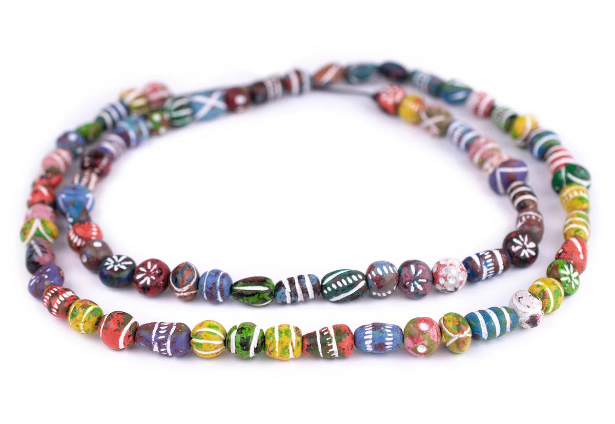 Mini Terracotta Clay Beads in Multicolor Patterns and Mixed