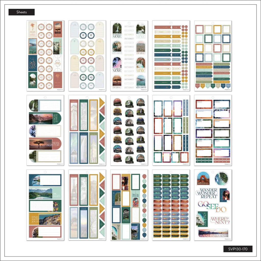 Mini Travel Planner Stickers Book with 806 Colorful Quotes, Boxes and Reminder Icons for Creative Planning