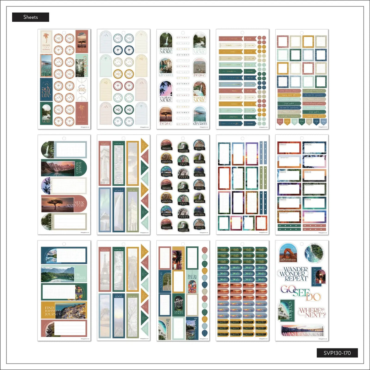 Mini Travel Planner Stickers Book with 806 Colorful Quotes, Boxes and Reminder Icons for Creative Planning