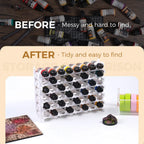 Miniature Paint Organizer Rack with Angled Bottle Holders and Stackable Storage for Your Hobby Desk