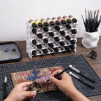 Miniature Paint Organizer Rack with Angled Bottle Holders and Stackable Storage for Your Hobby Desk