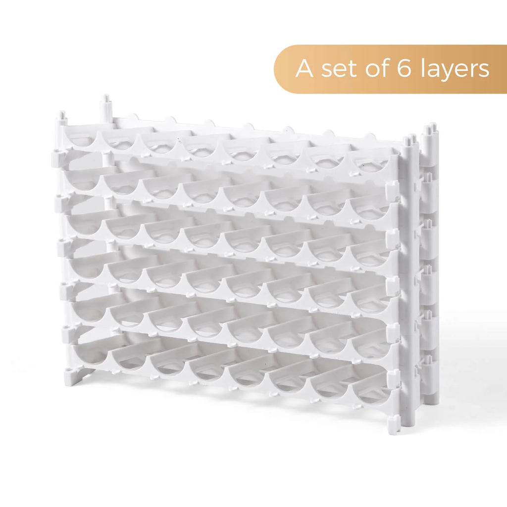 Miniature Paint Organizer Rack with Angled Bottle Holders and Stackable Storage for Your Hobby Desk — A set of 6 layers
