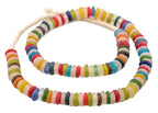 Mixed Rondelle Recycled Glass Beads from Ghana in a Multicolor
