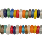 Mixed Rondelle Recycled Glass Beads from Ghana in a Multicolor