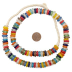 Mixed Rondelle Recycled Glass Beads from Ghana in a Multicolor