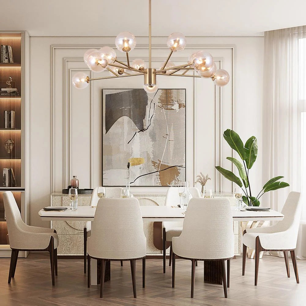 Modern Chandelier, Brass