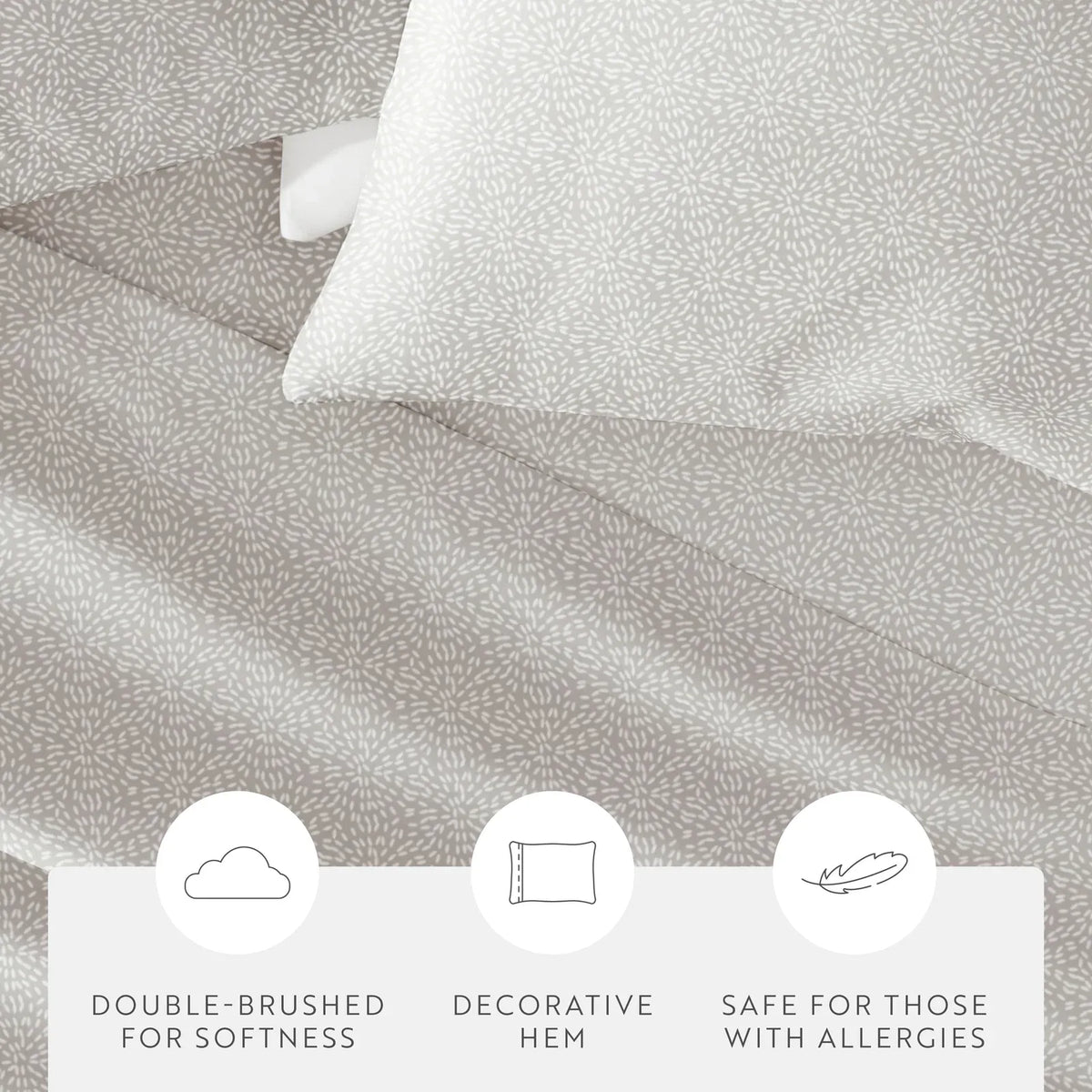 Modern Circles Patterned Microfiber Sheet Set in Twin, Full, Queen, King and Cal King Sizes