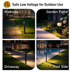 Modern L-Shape Low Voltage Landscape Path Light with Brass Fixture, Frosted Lens and Selectable Bulb