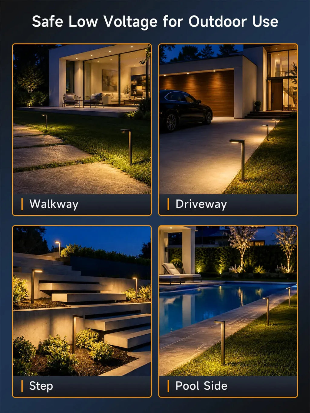 Modern L-Shape Low Voltage Landscape Path Light with Brass Fixture, Frosted Lens and Selectable Bulb