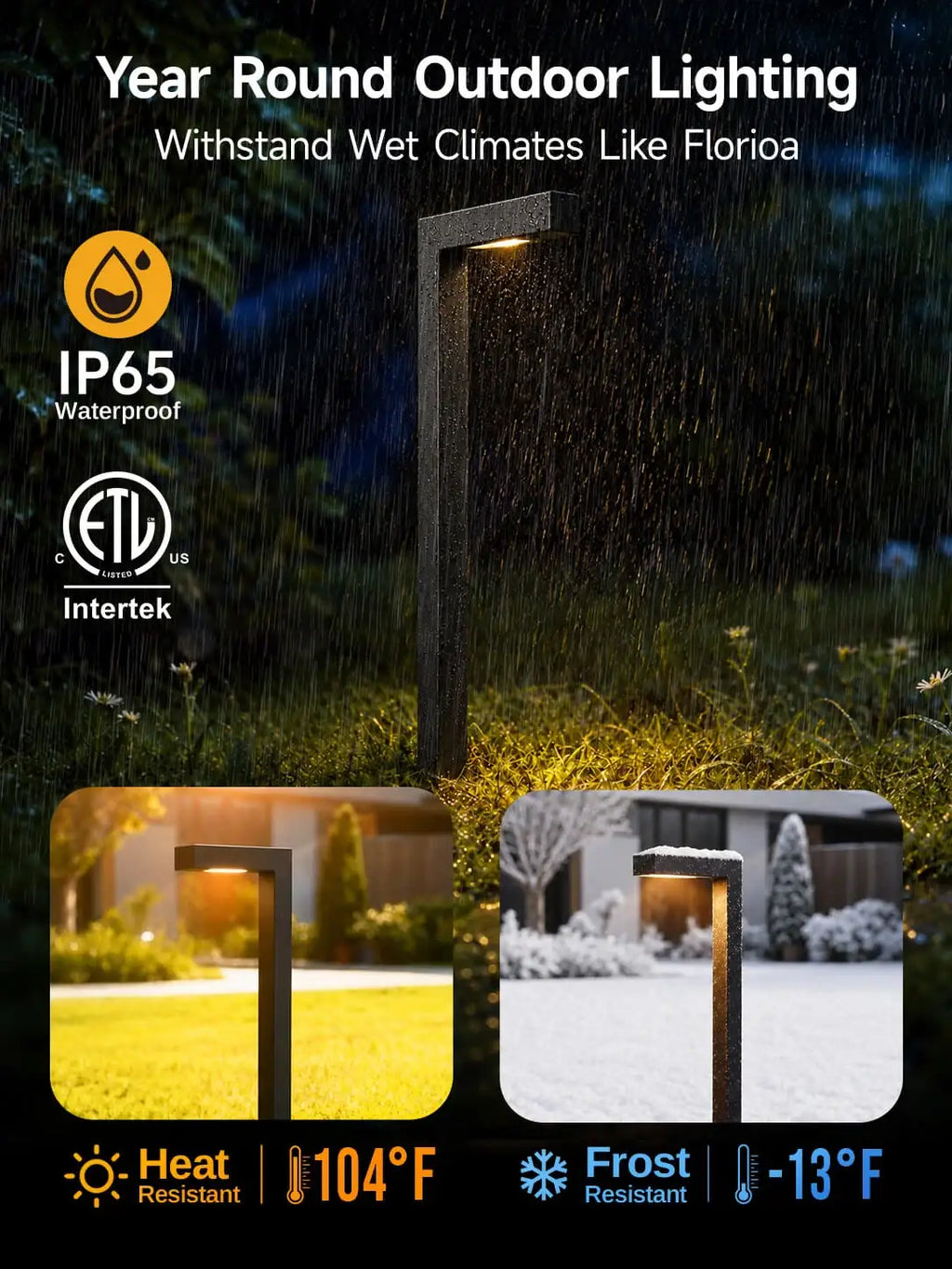 Modern L-Shape Low Voltage Landscape Path Light with Brass Fixture, Frosted Lens and Selectable Bulb