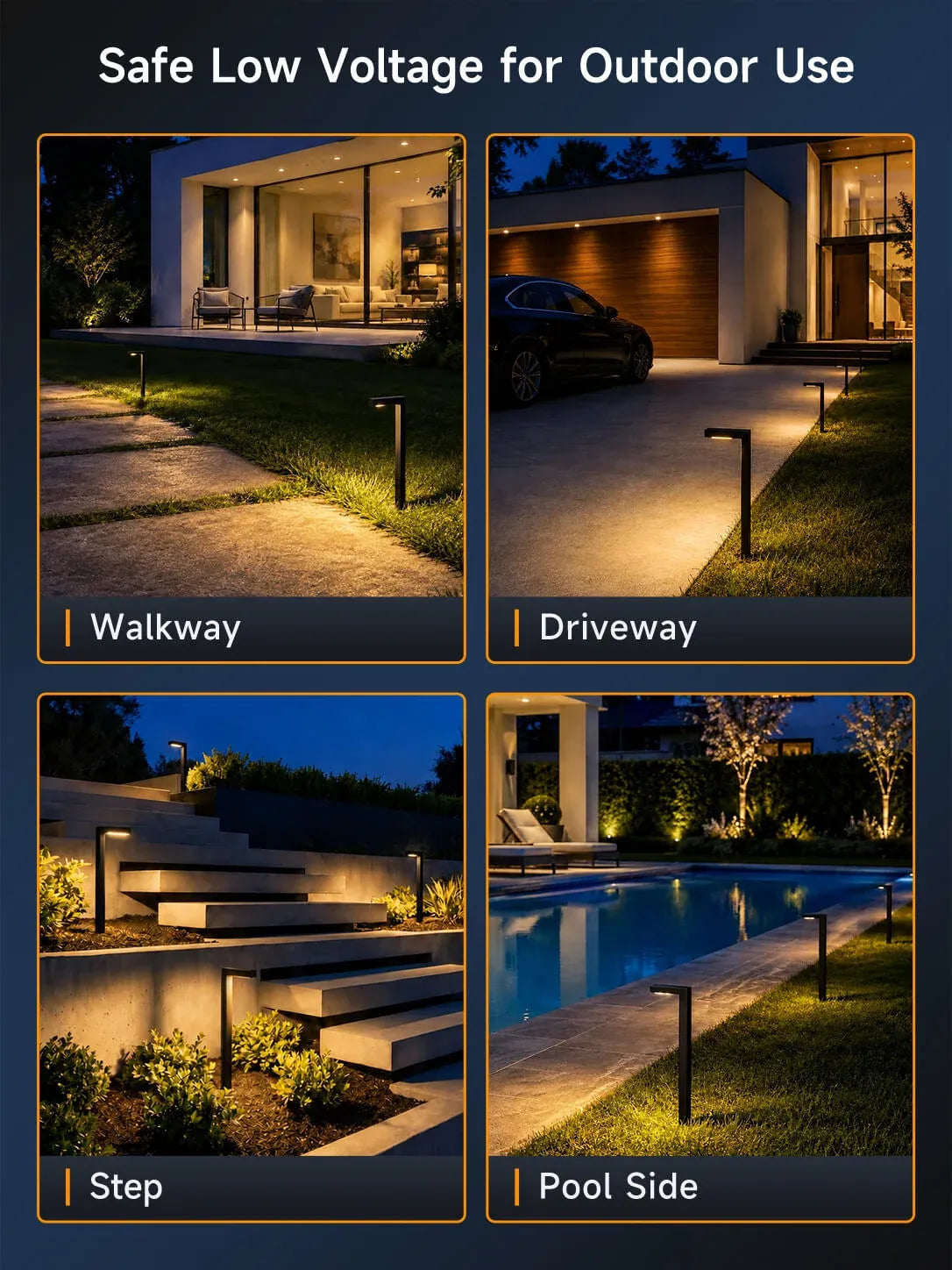 Modern L-Shape Low Voltage Landscape Path Light with Brass Fixture, Frosted Lens and Selectable Bulb