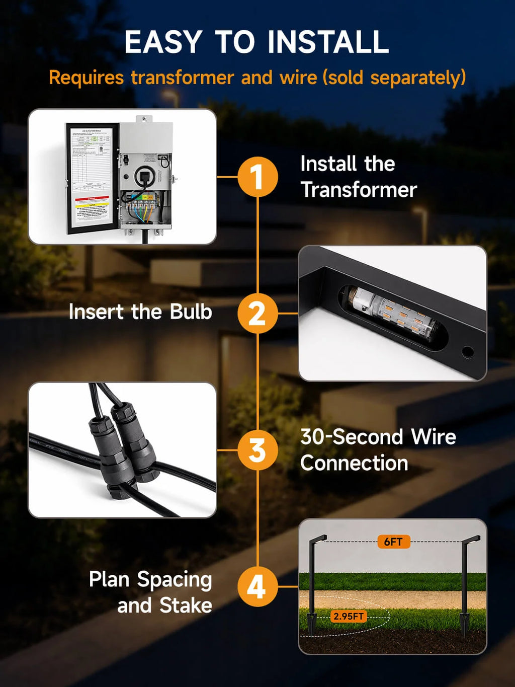 Modern L-Shape Low Voltage Landscape Path Light with Brass Fixture, Frosted Lens and Selectable Bulb