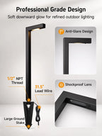 Modern L-Shape Low Voltage Landscape Path Light with Brass Fixture, Frosted Lens and Selectable Bulb