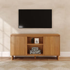 Modern Two-Door Sideboard with Three-Position Adjustable Shelves and an Open Middle Display Shelf
