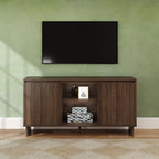 Modern Two-Door Sideboard with Three-Position Adjustable Shelves and an Open Middle Display Shelf