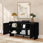 Modern Two-Door Sideboard with Three-Position Adjustable Shelves and an Open Middle Display Shelf