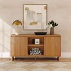 Modern Two-Door Sideboard with Three-Position Adjustable Shelves and an Open Middle Display Shelf