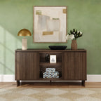 Modern Two-Door Sideboard with Three-Position Adjustable Shelves and an Open Middle Display Shelf