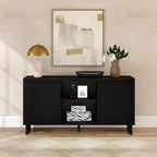 Modern Two-Door Sideboard with Three-Position Adjustable Shelves and an Open Middle Display Shelf