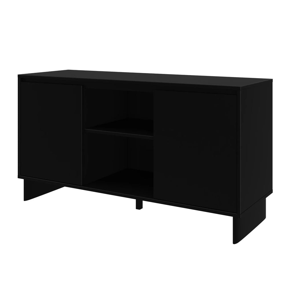 Modern Two-Door Sideboard with Three-Position Adjustable Shelves and an Open Middle Display Shelf