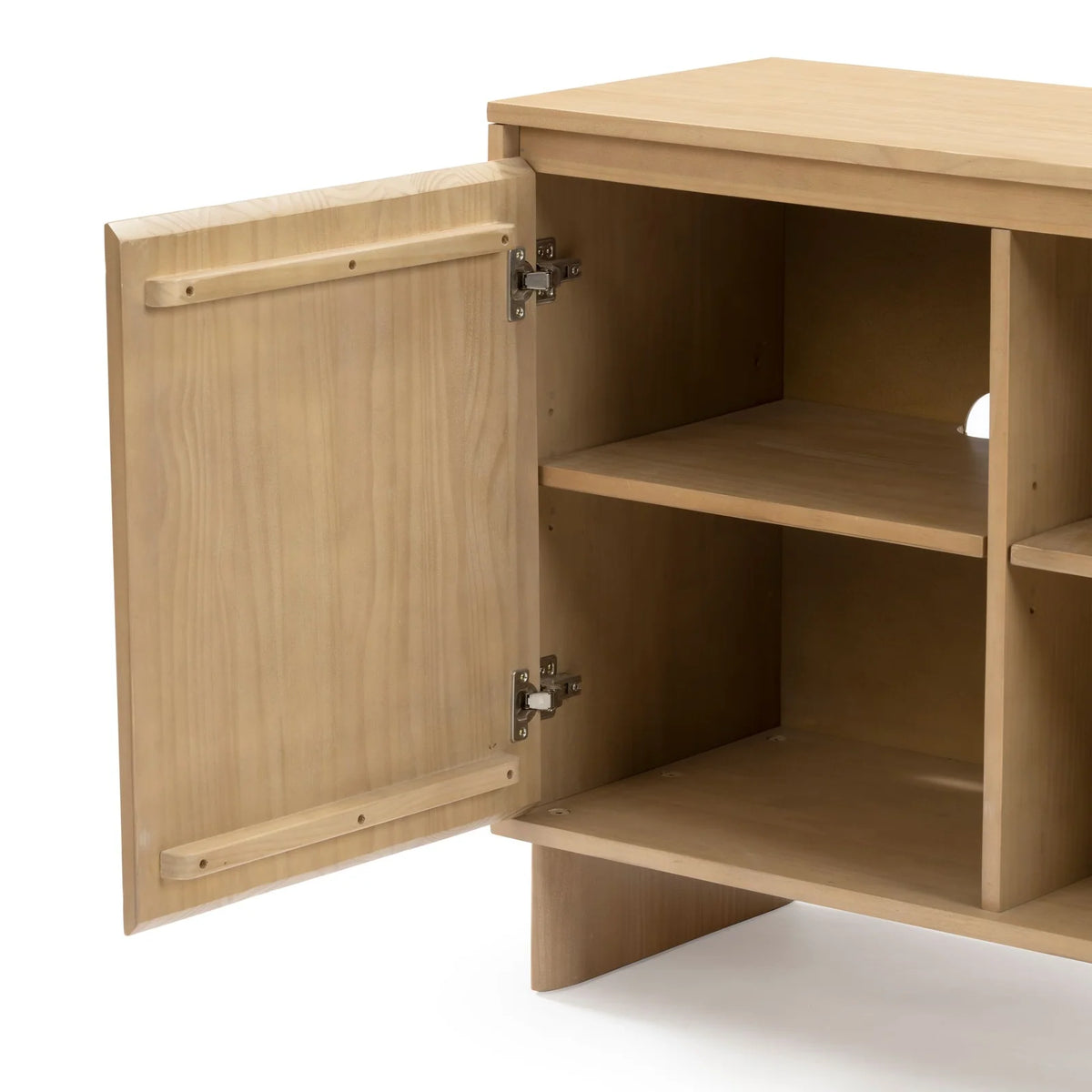 Modern Two-Door Sideboard with Three-Position Adjustable Shelves and an Open Middle Display Shelf