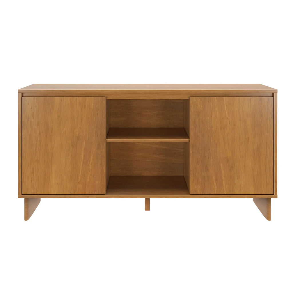 Modern Two-Door Sideboard with Three-Position Adjustable Shelves and an Open Middle Display Shelf