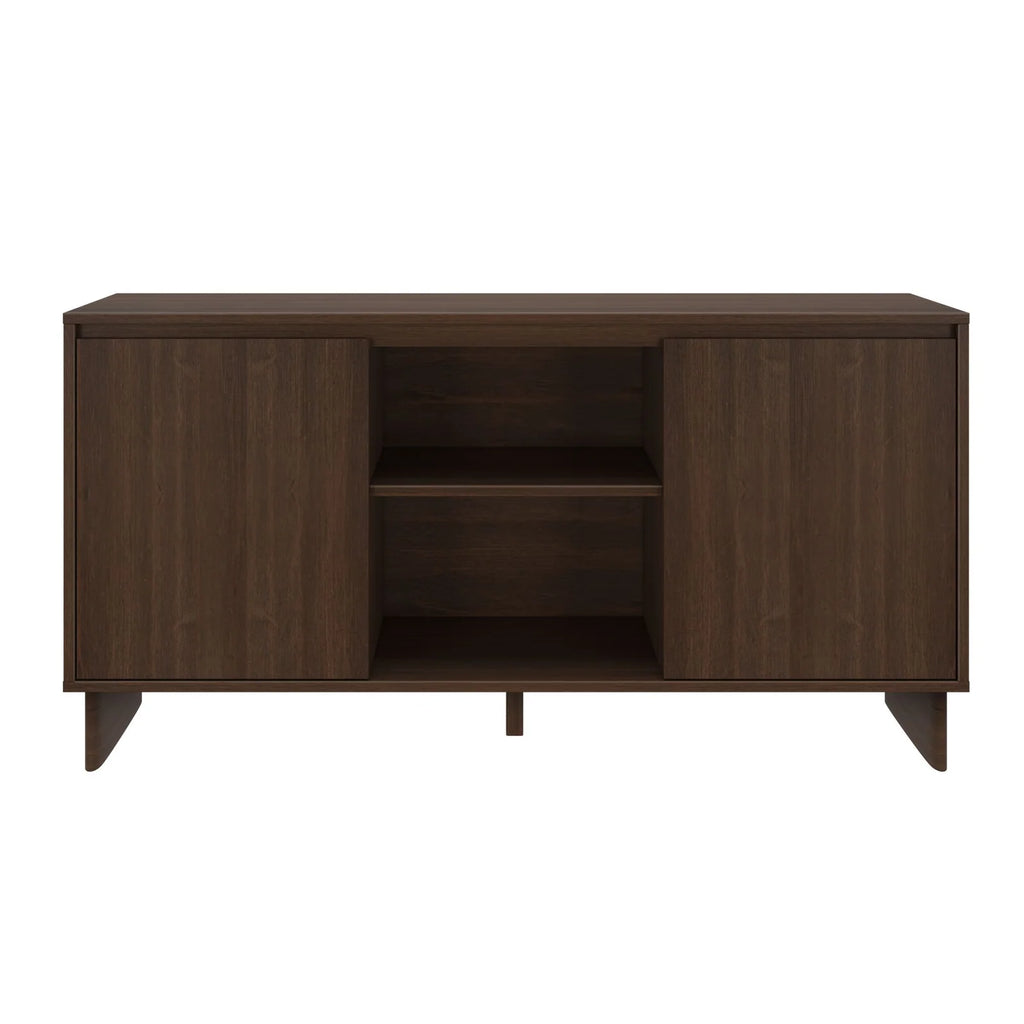 Modern Two-Door Sideboard with Three-Position Adjustable Shelves and an Open Middle Display Shelf