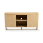 Modern Two-Door Sideboard with Three-Position Adjustable Shelves and an Open Middle Display Shelf